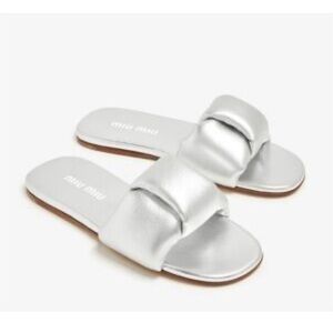 Miu Miu metallic slide sandals size 37 made in Italy